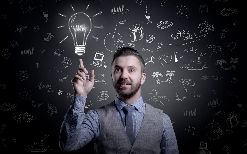 graphicstock hipster businessman with idea light bulb above his head isolated on black background BRlnPu4n b